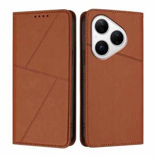 For Huawei Pura 80 5G Strong Magnetic Frosted Flip Leather Phone Case(Coffee Color)