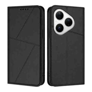For Huawei Pura 80 5G Strong Magnetic Frosted Flip Leather Phone Case(Black)