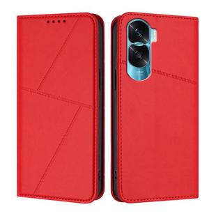 For Honor 90 Lite / Honor X50i Strong Magnetic Frosted Flip Leather Phone Case(Red)