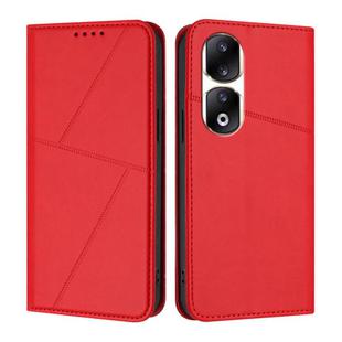 For Honor 90 Pro Strong Magnetic Frosted Flip Leather Phone Case(Red)