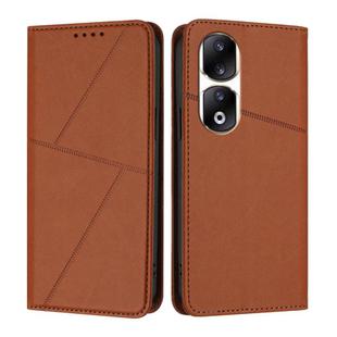 For Honor 90 Pro Strong Magnetic Frosted Flip Leather Phone Case(Coffee Color)