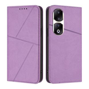 For Honor 90 Pro Strong Magnetic Frosted Flip Leather Phone Case(Light Purple)