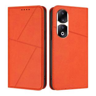 For Honor 90 Pro Strong Magnetic Frosted Flip Leather Phone Case(Orange)