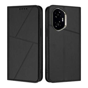 For Honor 300 Strong Magnetic Frosted Flip Leather Phone Case(Black)