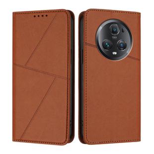 For Honor Magic5 Pro Strong Magnetic Frosted Flip Leather Phone Case(Coffee Color)