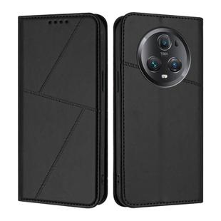 For Honor Magic5 Pro Strong Magnetic Frosted Flip Leather Phone Case(Black)