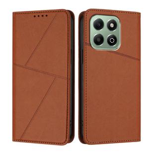 For Honor X6a / X6b Strong Magnetic Frosted Flip Leather Phone Case(Coffee Color)