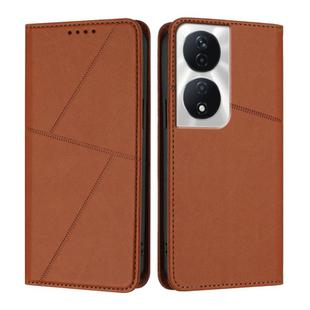 For Honor X7b 4G / 5G / 90 Smart Global Strong Magnetic Frosted Flip Leather Phone Case(Coffee Color)