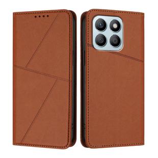 For Honor X8b / X8c Strong Magnetic Frosted Flip Leather Phone Case(Coffee Color)