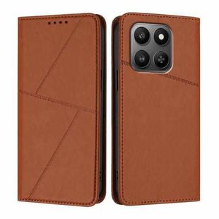 For Honor 400 Smart / X7d 4G / Play 10T 5G Strong Magnetic Frosted Flip Leather Phone Case(Coffee Color)