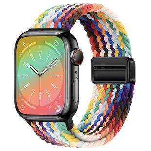 For Apple Watch 42mm / 41mm / 40mm / 38mm xDfind Magnetic Buckle Loop Woven Watch Band(Rainbow)