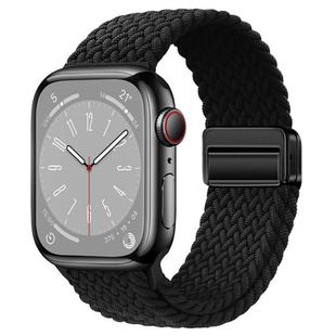 For Apple Watch 42mm / 41mm / 40mm / 38mm xDfind Magnetic Buckle Loop Woven Watch Band(Black)