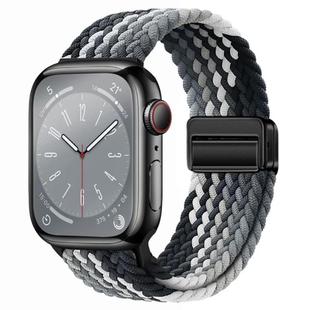 For Apple Watch 42mm / 41mm / 40mm / 38mm xDfind Magnetic Buckle Loop Woven Watch Band(Dazzling Black)
