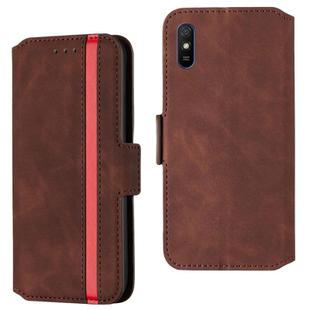 For Xiaomi Redmi 9A Retro Frosted Oil Side Horizontal Flip PU Leather Case with Holder & Card Slots(Wine Red)