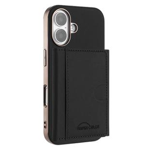 For iPhone 16 Plus Solid Color Horizontal Magnetic Card Bag RFID MagSafe Phone Case(Black)