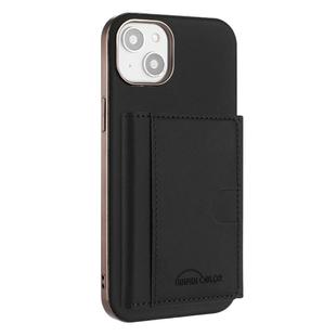 For iPhone 14 Solid Color Horizontal Magnetic Card Bag RFID MagSafe Phone Case(Black)