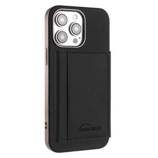 For iPhone 13 Pro Max Solid Color Horizontal Magnetic Card Bag RFID MagSafe Phone Case(Black)