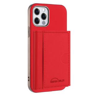 For iPhone 11 Solid Color Horizontal Magnetic Card Bag RFID MagSafe Phone Case(Red)