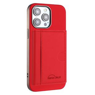For iPhone 11 Pro Solid Color Horizontal Magnetic Card Bag RFID MagSafe Phone Case(Red)