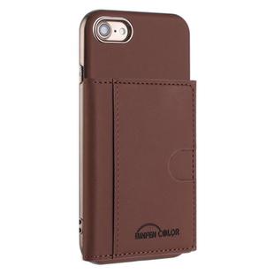 For iPhone 8 / 7 / 6 Solid Color Horizontal Magnetic Card Bag RFID MagSafe Phone Case(Brown)
