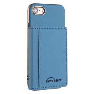 For iPhone 8 / 7 / 6 Solid Color Horizontal Magnetic Card Bag RFID MagSafe Phone Case(Baby Blue)