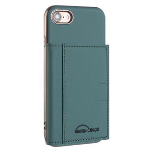 For iPhone 8 / 7 / 6 Solid Color Horizontal Magnetic Card Bag RFID MagSafe Phone Case(Green)