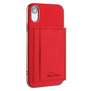For iPhone XR Solid Color Horizontal Magnetic Card Bag RFID MagSafe Phone Case(Red)