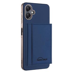 For Samsung Galaxy A06 Solid Color Horizontal Magnetic Card Bag RFID MagSafe Phone Case(Dark Blue)