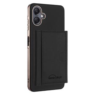 For Samsung Galaxy A06 Solid Color Horizontal Magnetic Card Bag RFID MagSafe Phone Case(Black)