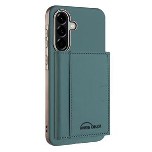 For Samsung Galaxy A25 Solid Color Horizontal Magnetic Card Bag RFID MagSafe Phone Case(Green)