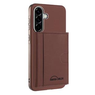 For Samsung Galaxy A56 Solid Color Horizontal Magnetic Card Bag RFID MagSafe Phone Case(Brown)