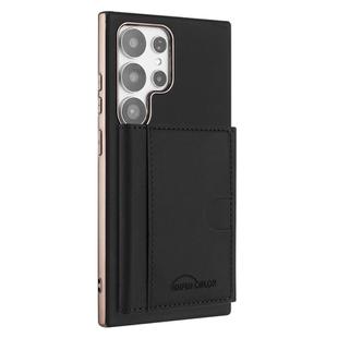 For Samsung Galaxy S23 Ultra 5G Solid Color Horizontal Magnetic Card Bag RFID MagSafe Phone Case(Black)