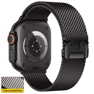 For Apple Watch 42mm / 41mm / 40mm / 38mm xDfind Umbrella Buckle Think Mesh Milanese Stainless Steel Watch Band(Black)
