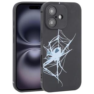 For iPhone 16 Plus Graffiti Spider TPU Phone Case(Black Light Blue Spider)