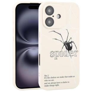 For iPhone 16 Graffiti Spider TPU Phone Case(Beige Black Spider)