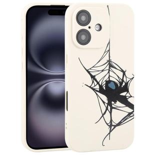 For iPhone 16 Graffiti Spider TPU Phone Case(Beige Blue Love Spider)