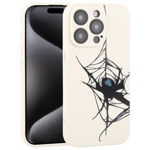 For iPhone 15 Pro Max Graffiti Spider TPU Phone Case(Beige Blue Love Spider)