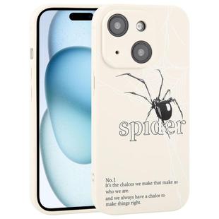 For iPhone 15 Plus Graffiti Spider TPU Phone Case(Beige Black Spider)