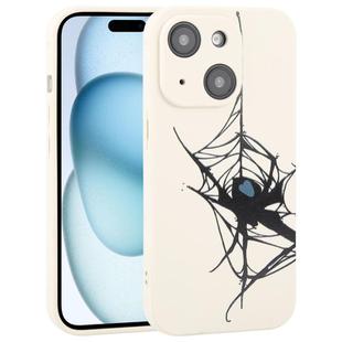 For iPhone 15 Plus Graffiti Spider TPU Phone Case(Beige Blue Love Spider)
