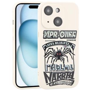 For iPhone 15 Plus Graffiti Spider TPU Phone Case(Beige Red Eyed Spider)