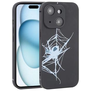 For iPhone 15 Graffiti Spider TPU Phone Case(Black Light Blue Spider)