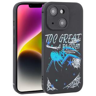 For iPhone 14 Graffiti Spider TPU Phone Case(Black Dark Blue Spider)