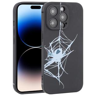 For iPhone 14 Pro Max Graffiti Spider TPU Phone Case(Black Light Blue Spider)