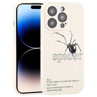 For iPhone 14 Pro Max Graffiti Spider TPU Phone Case(Beige Black Spider)
