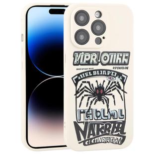For iPhone 14 Pro Max Graffiti Spider TPU Phone Case(Beige Red Eyed Spider)
