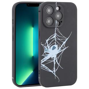 For iPhone 13 Pro Max Graffiti Spider TPU Phone Case(Black Light Blue Spider)