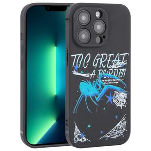 For iPhone 13 Pro Max Graffiti Spider TPU Phone Case(Black Dark Blue Spider)