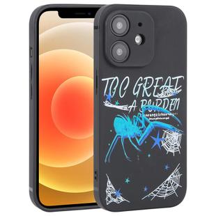 For iPhone 12 Graffiti Spider TPU Phone Case(Black Dark Blue Spider)