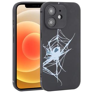 For iPhone 12 mini Graffiti Spider TPU Phone Case(Black Light Blue Spider)