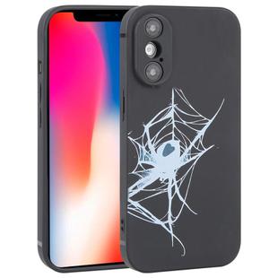For iPhone XS / X Graffiti Spider TPU Phone Case(Black Light Blue Spider)